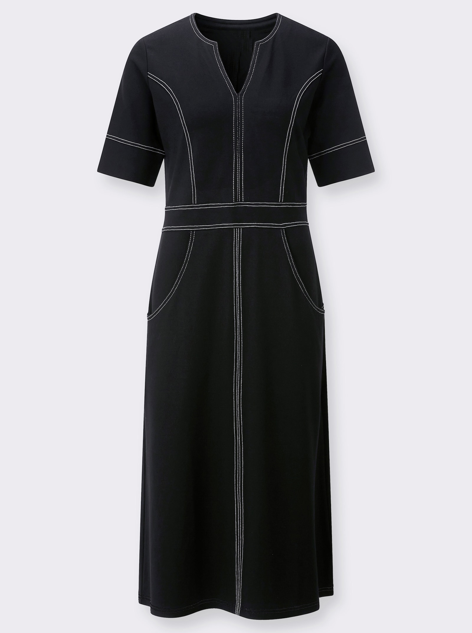 Jerseykleid mit seitlichem Reißverschluss - schwarz