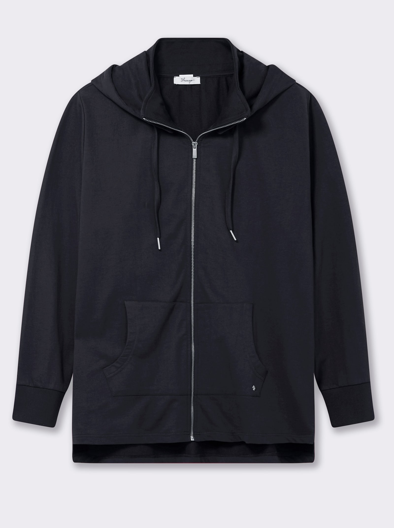 sheego Sweatjacke mit abknöpfbarer Kapuze - tiefblau