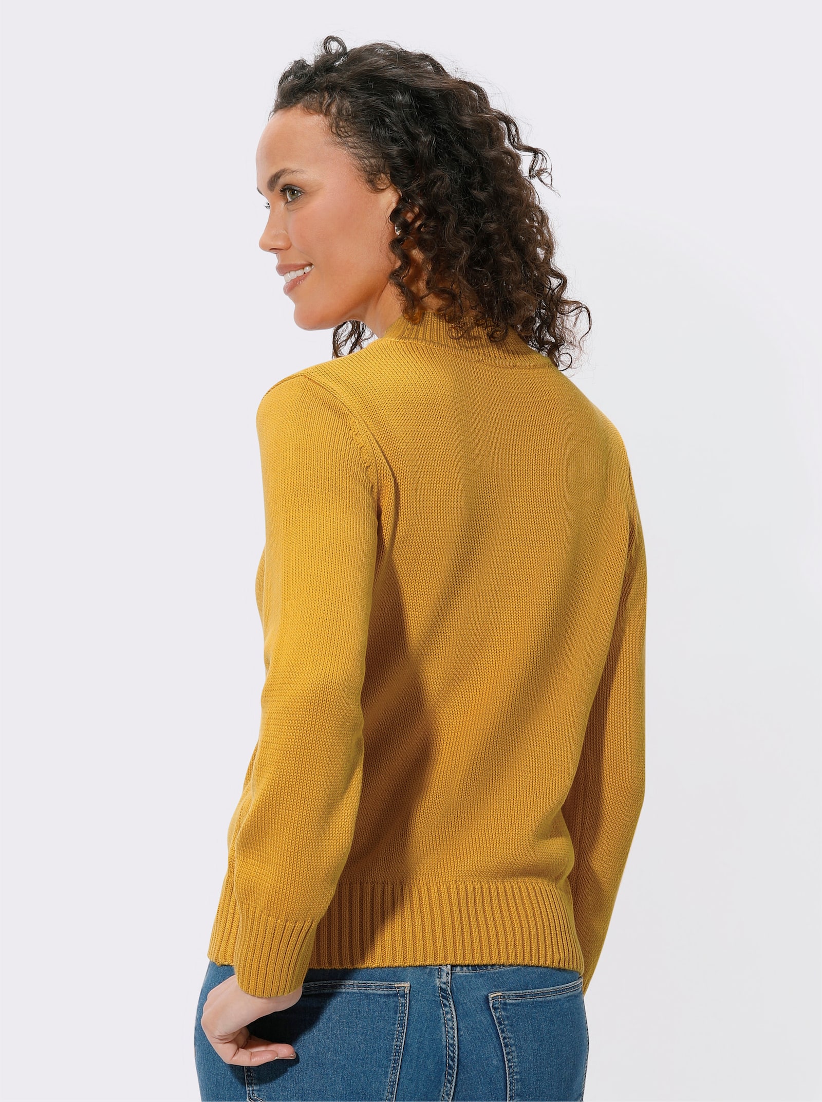 Pull à col montant en coton - jaune maïs