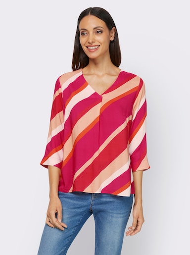 heine Druckbluse aus reiner Viskose - pink-apricot-bedruckt