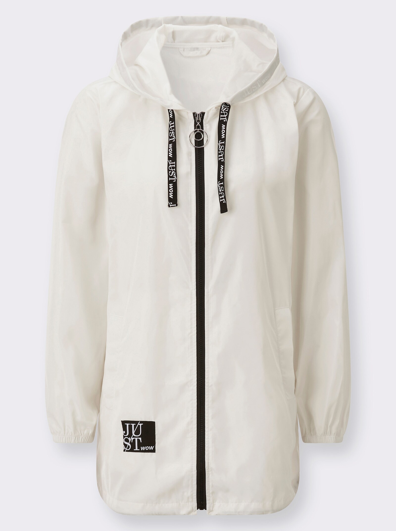 Kapuzenjacke mit Schriftzug im Comic-Stil - ecru