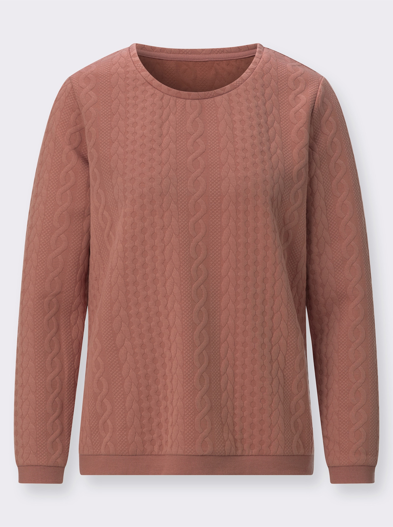 Langarmshirt mit Jacquard-Muster - rosenholz