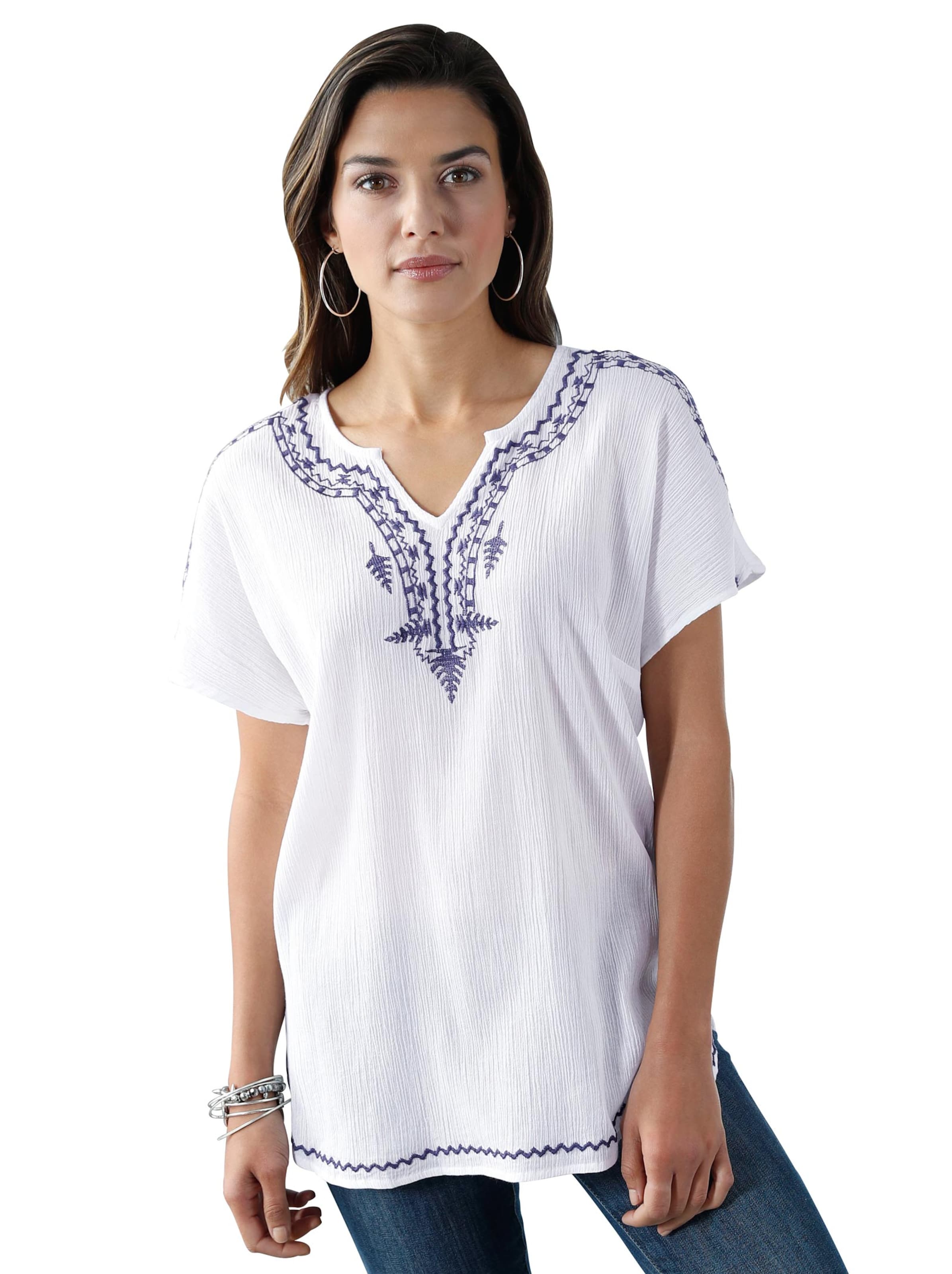 Bluse - weiß-marine