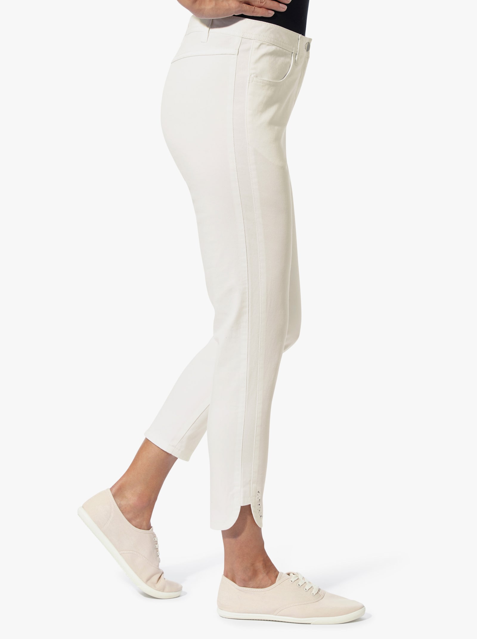 7/8-Jeans mit Glitzersteinchen - ecru