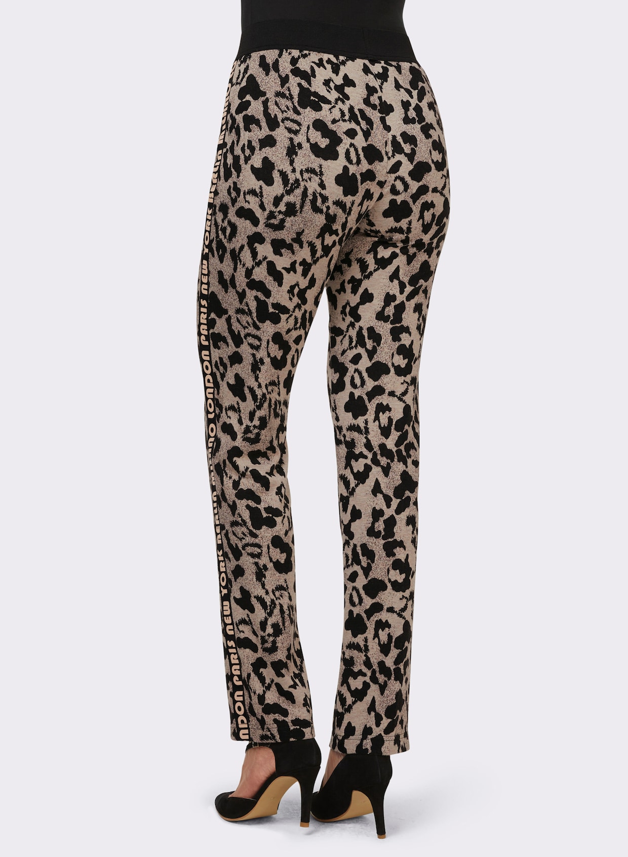 heine Jerseybroek - zwart/camel gedessineerd