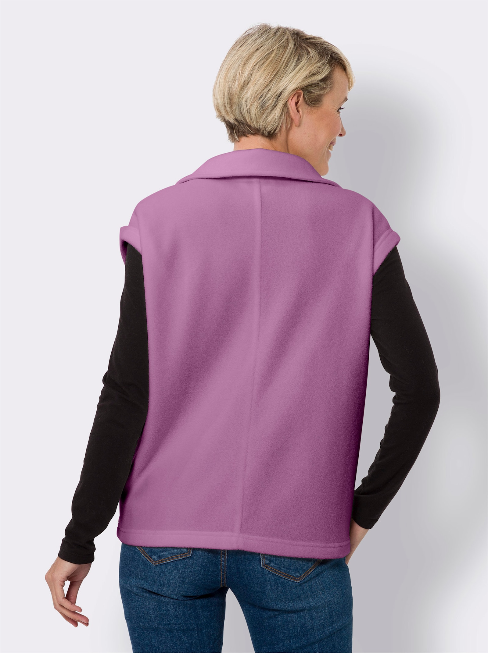 Fleecová vesta se zakrytými rameny - orchideová