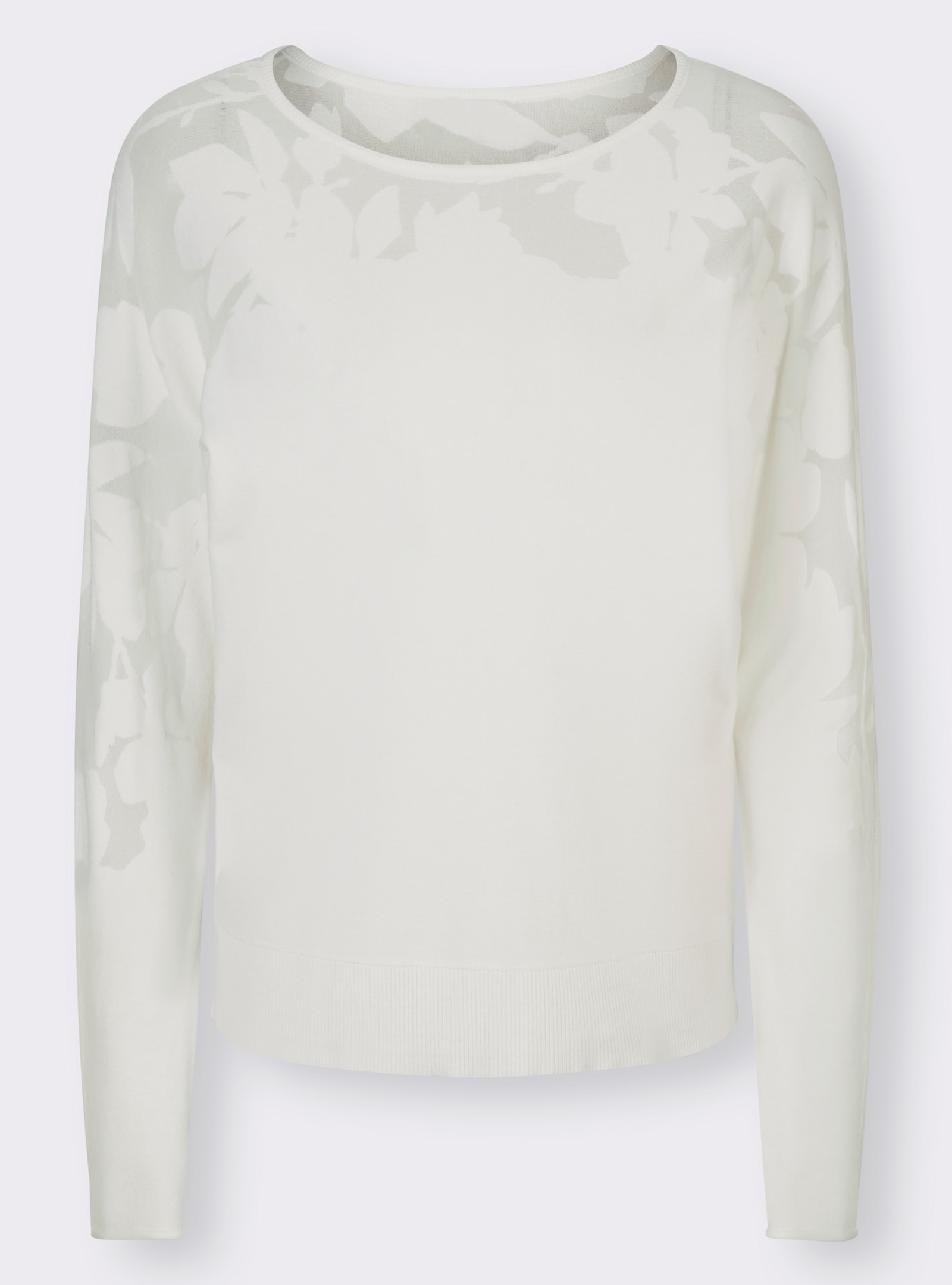 Pull à manches chauve-souris avec motif dévoré - écru à motifs