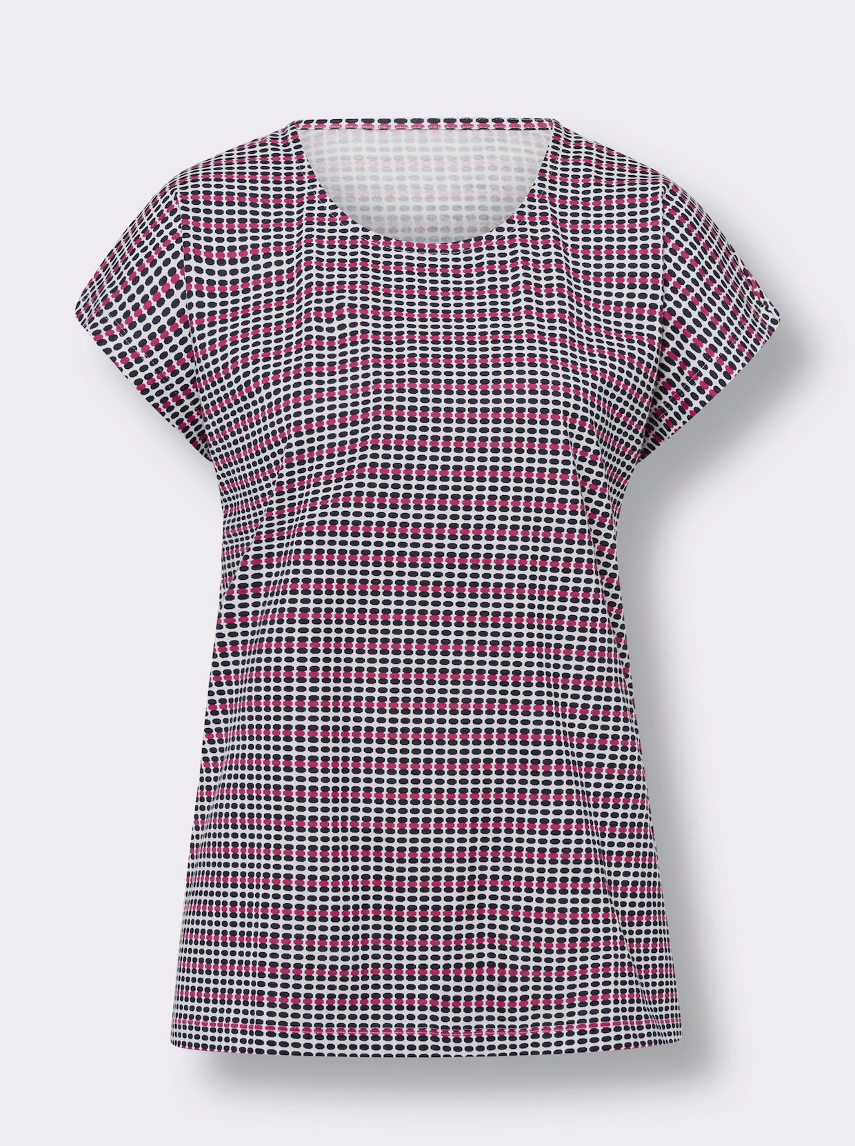 Shirt met ronde hals - marine/fuchsia bedrukt