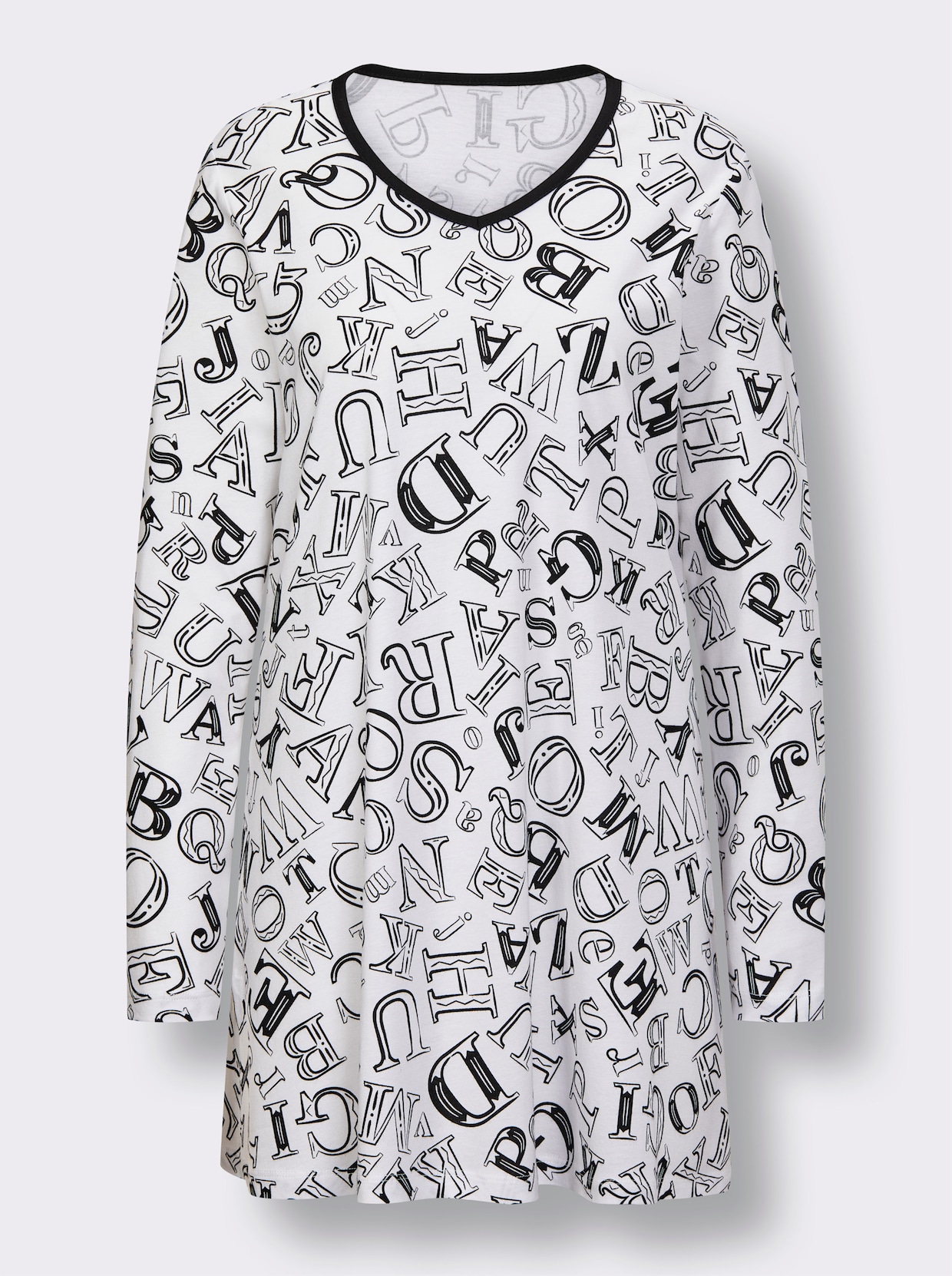 wäschepur Schlafanzug - weiß-schwarz-bedruckt