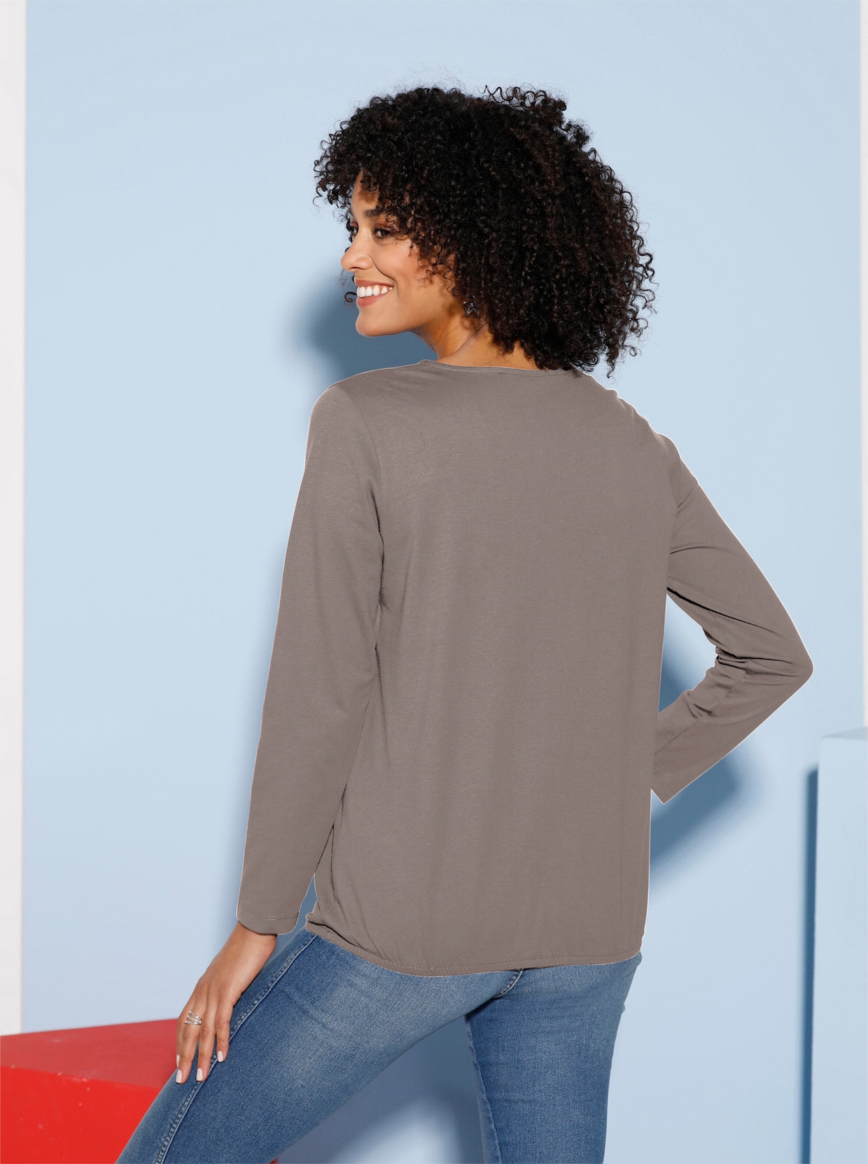 Shirt met lange mouwen - taupe