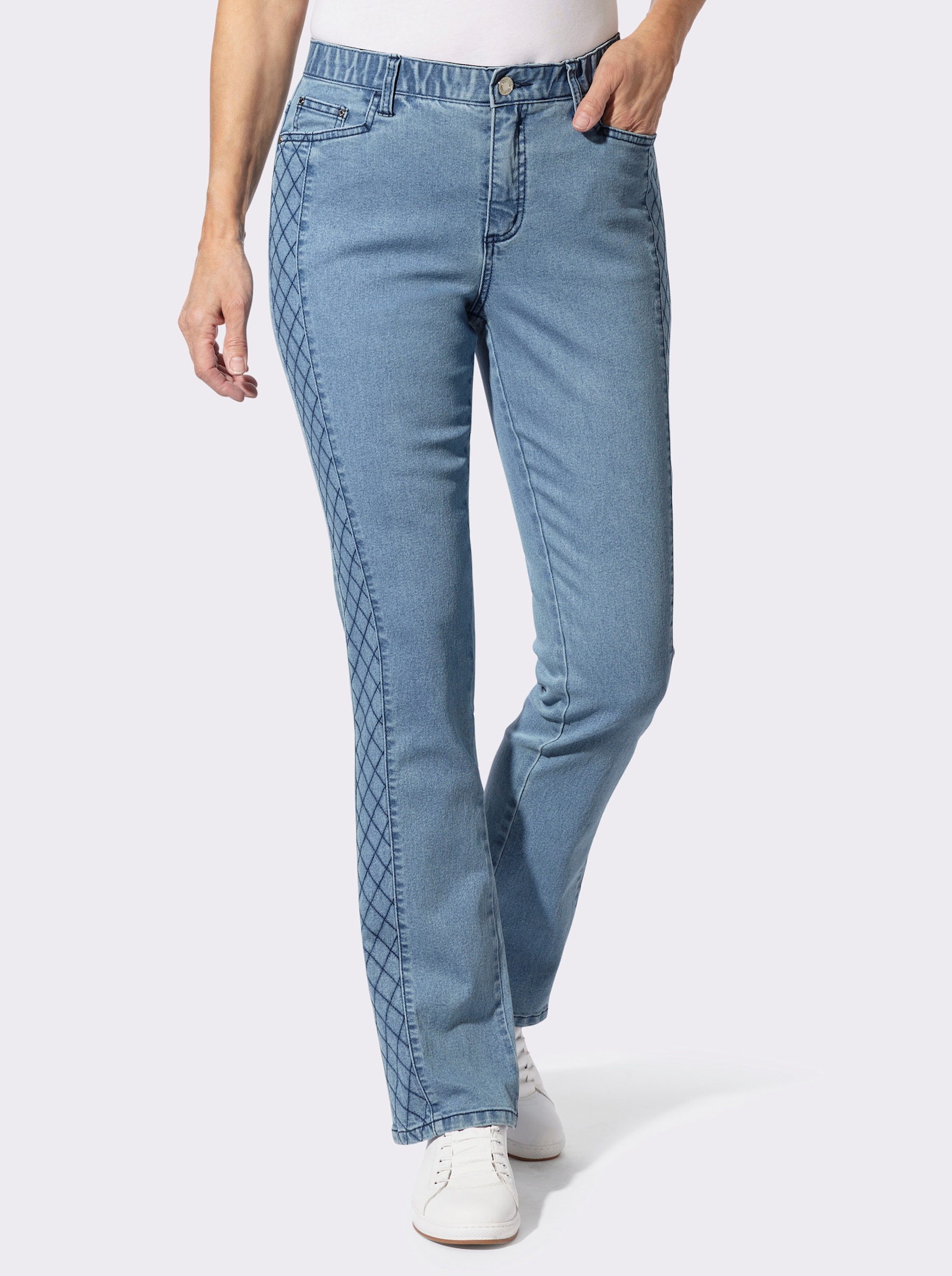 5-Pocket-Jeans mit Rauten-Steppung - blue-bleached
