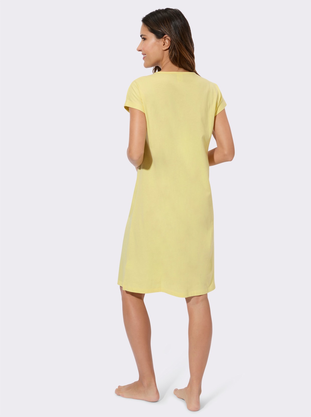 Nattlinne med placerat tulpantryck - citron