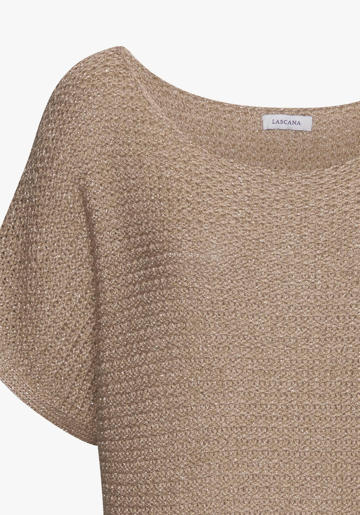 LASCANA Pullover met korte mouwen - camelkleurig/goudkleurig