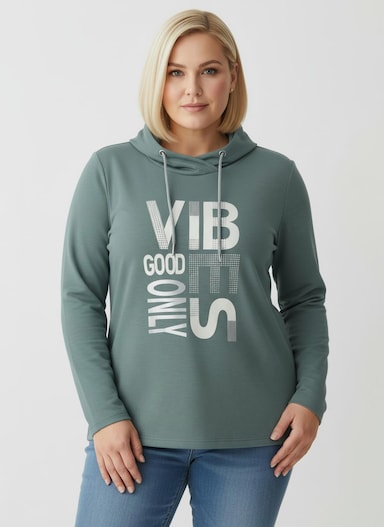 Langarmshirt mit silberfarbigem Print - jade