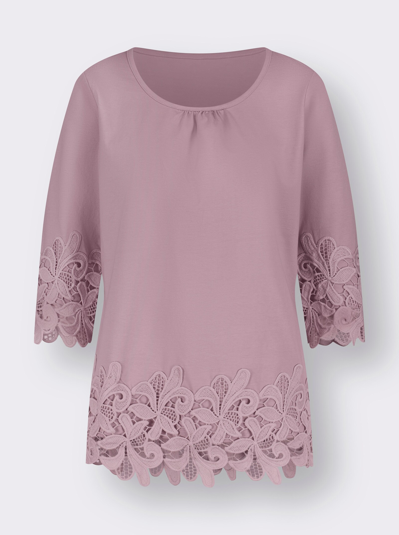 Topp med rund halsringning & spetsdekor - malva
