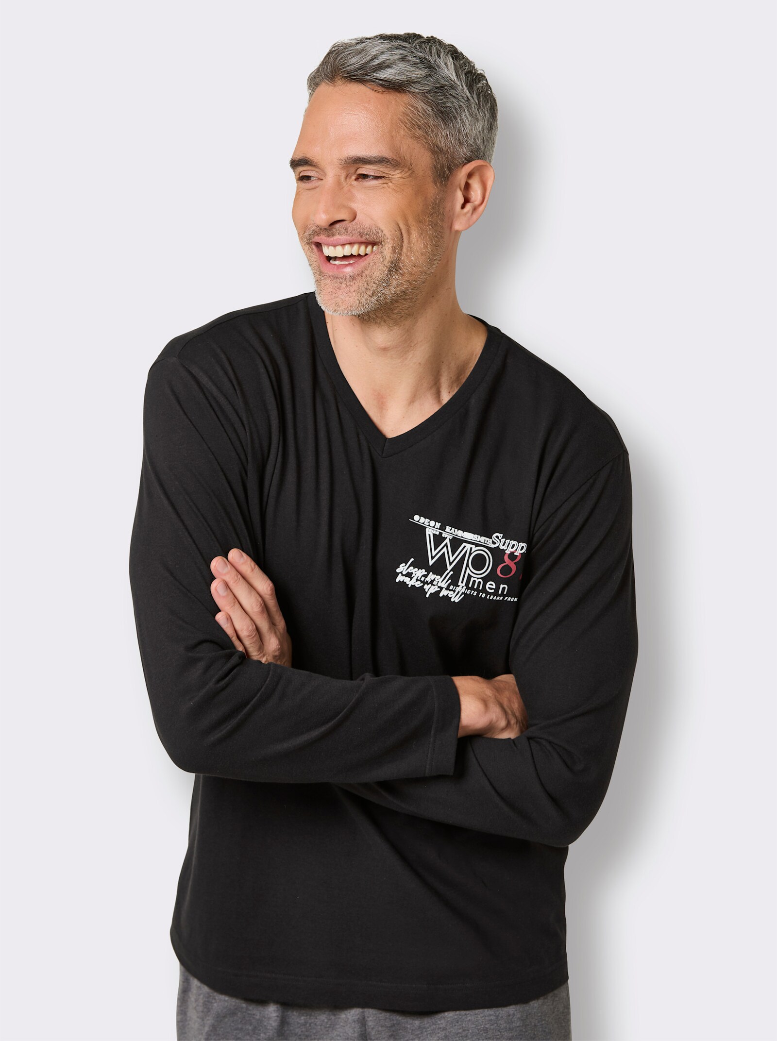 wäschepur men Schlafanzug-Shirt - schwarz