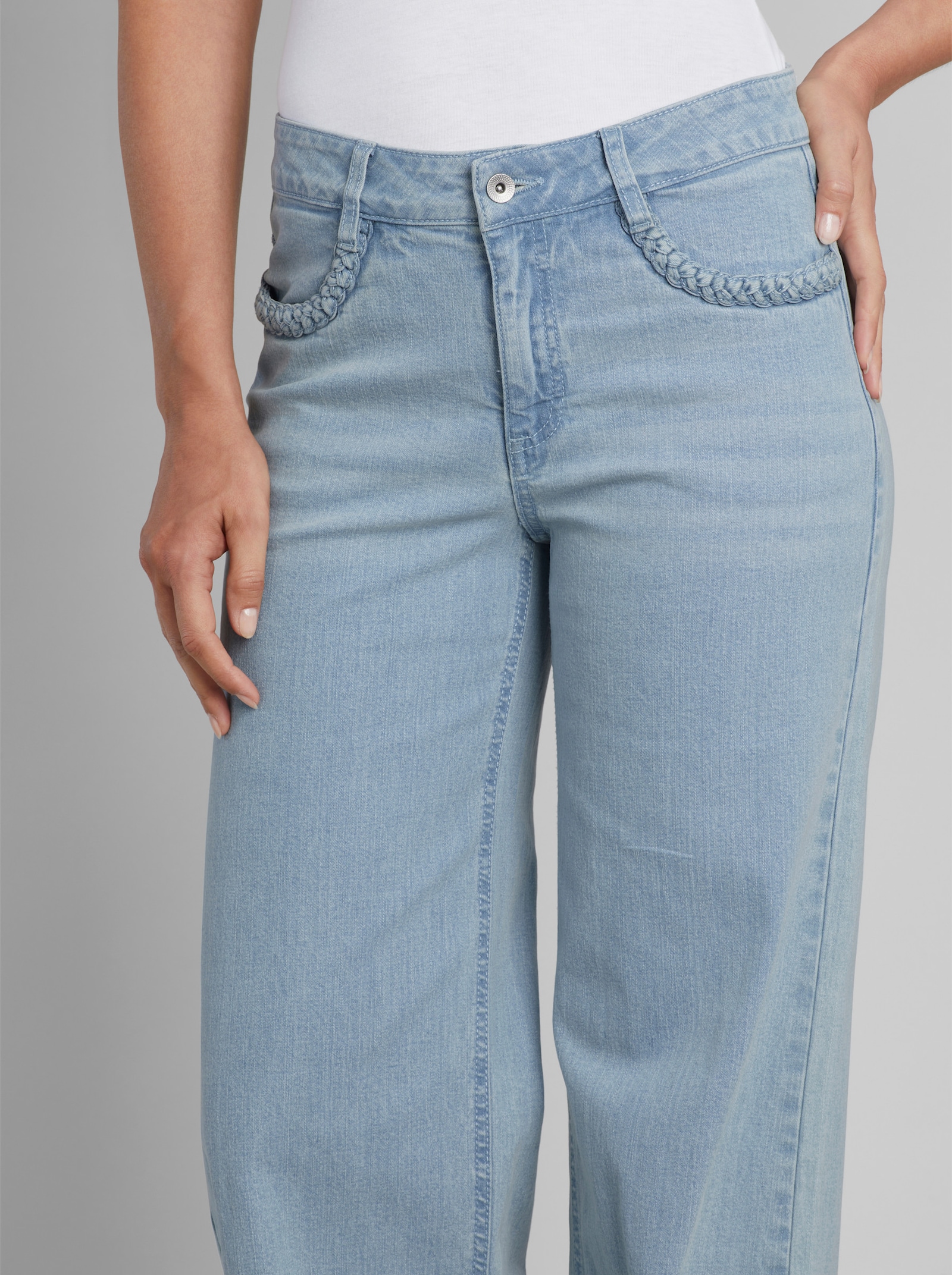 heine Jeans mit Flecht-Details - blue-bleached