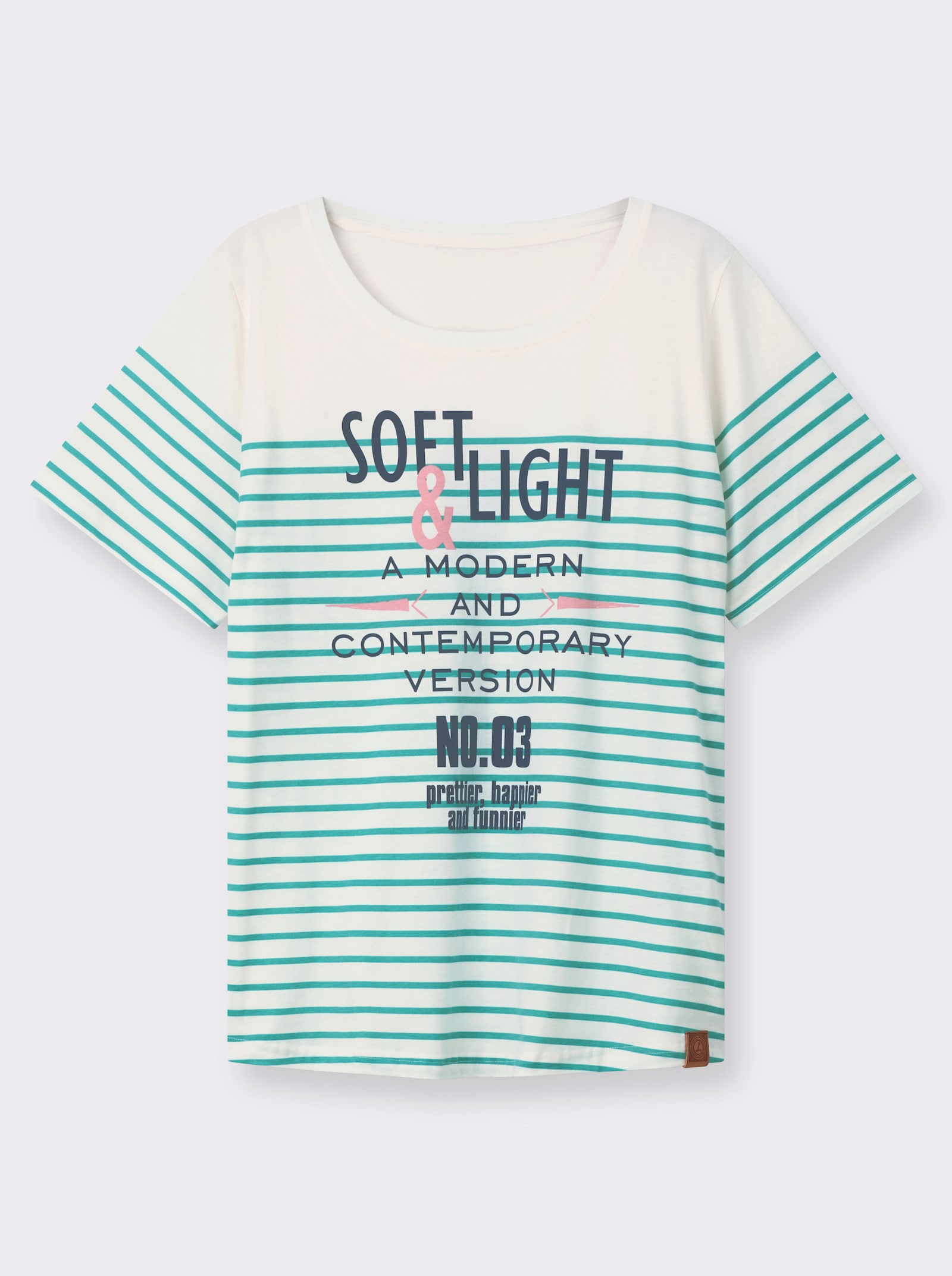 Kurzarmshirt aus zertifizierter Bio-Baumwolle - ecru-salbei-bedruckt