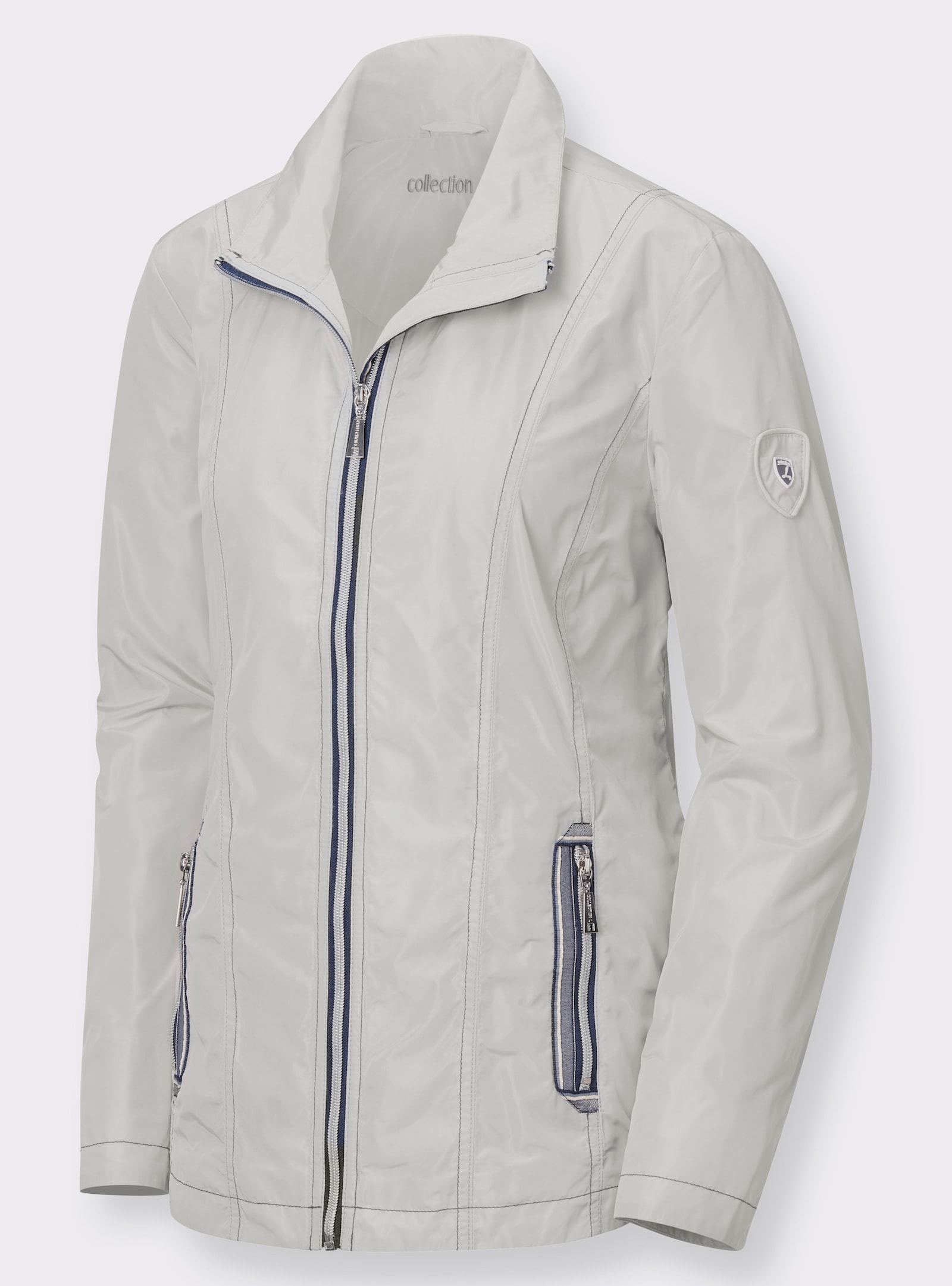 Tussenjack met contrastkleurige siernaden - steengrijs