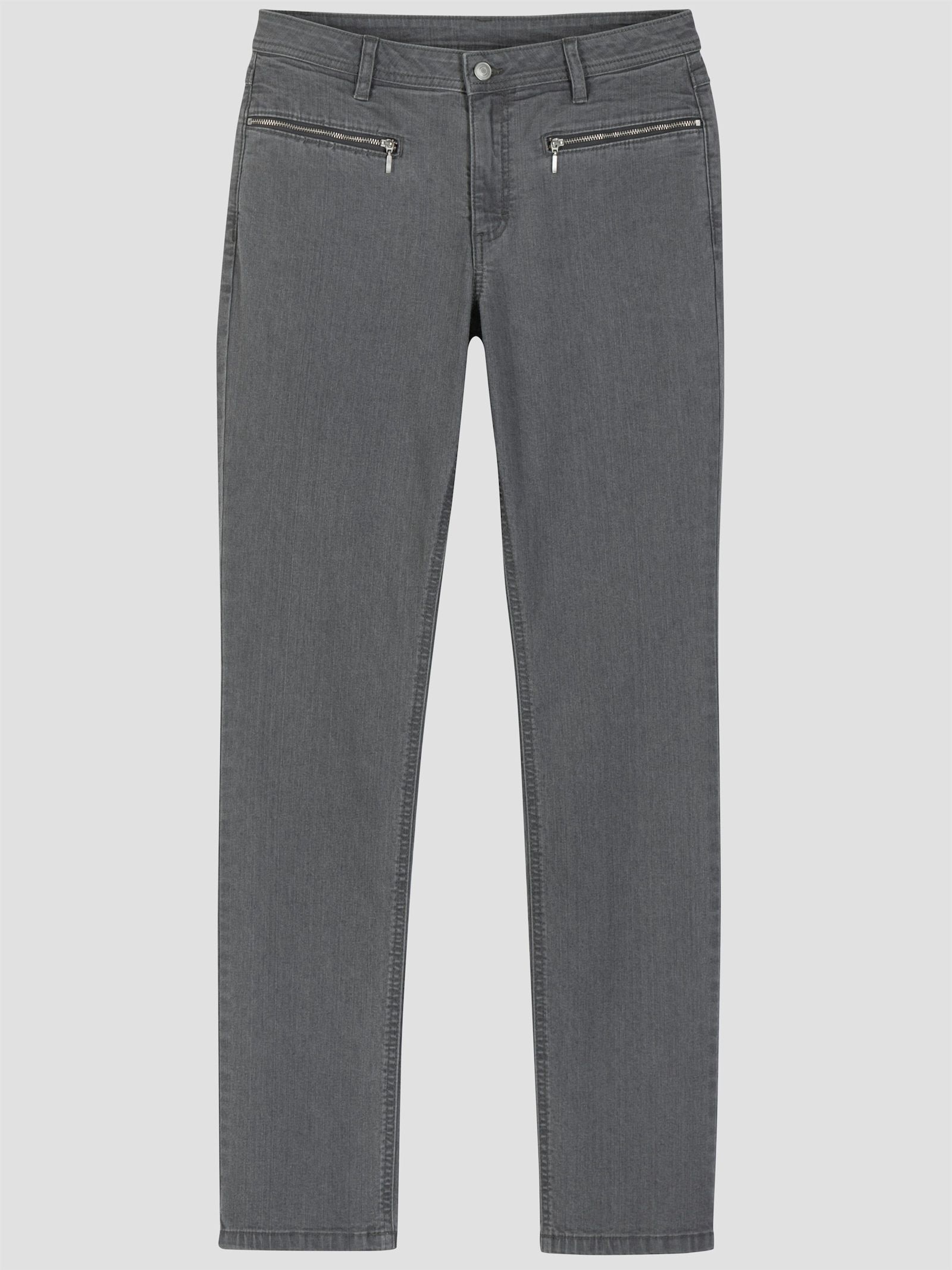 Jeans mit Reißverschluss-Taschen - grey-denim