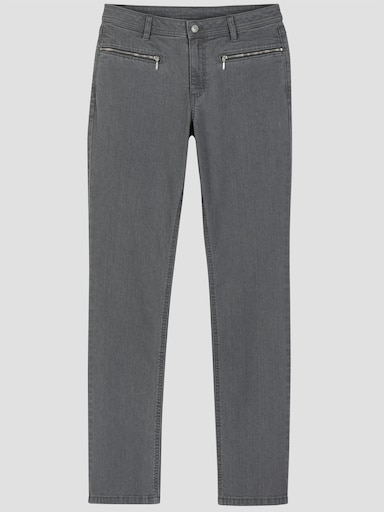Jeans mit Reißverschluss-Taschen - grey-denim