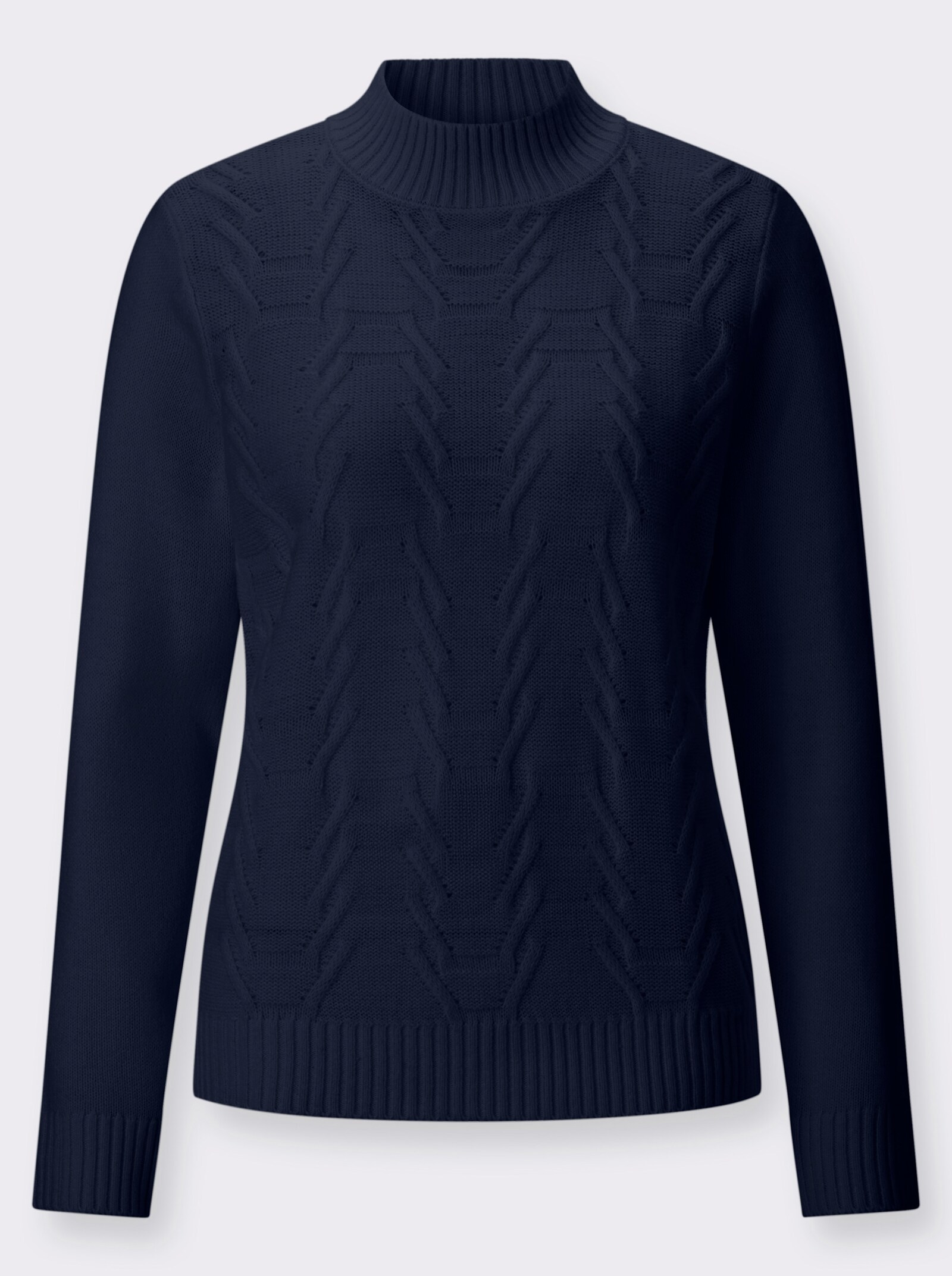 Stehkragenpullover mit Strukturmuster - marine