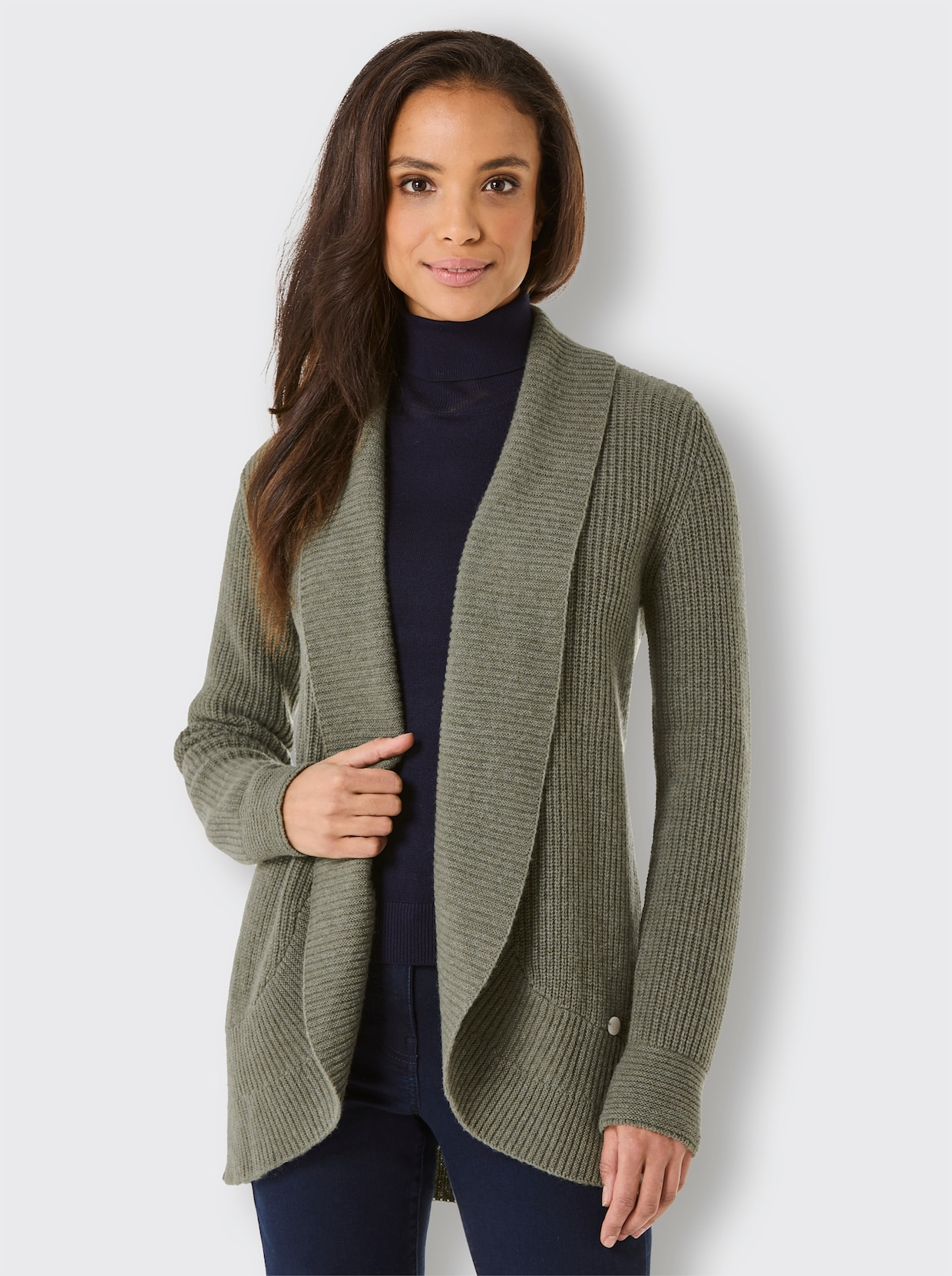 CREATION L PREMIUM Strickjacke - khaki-meliert