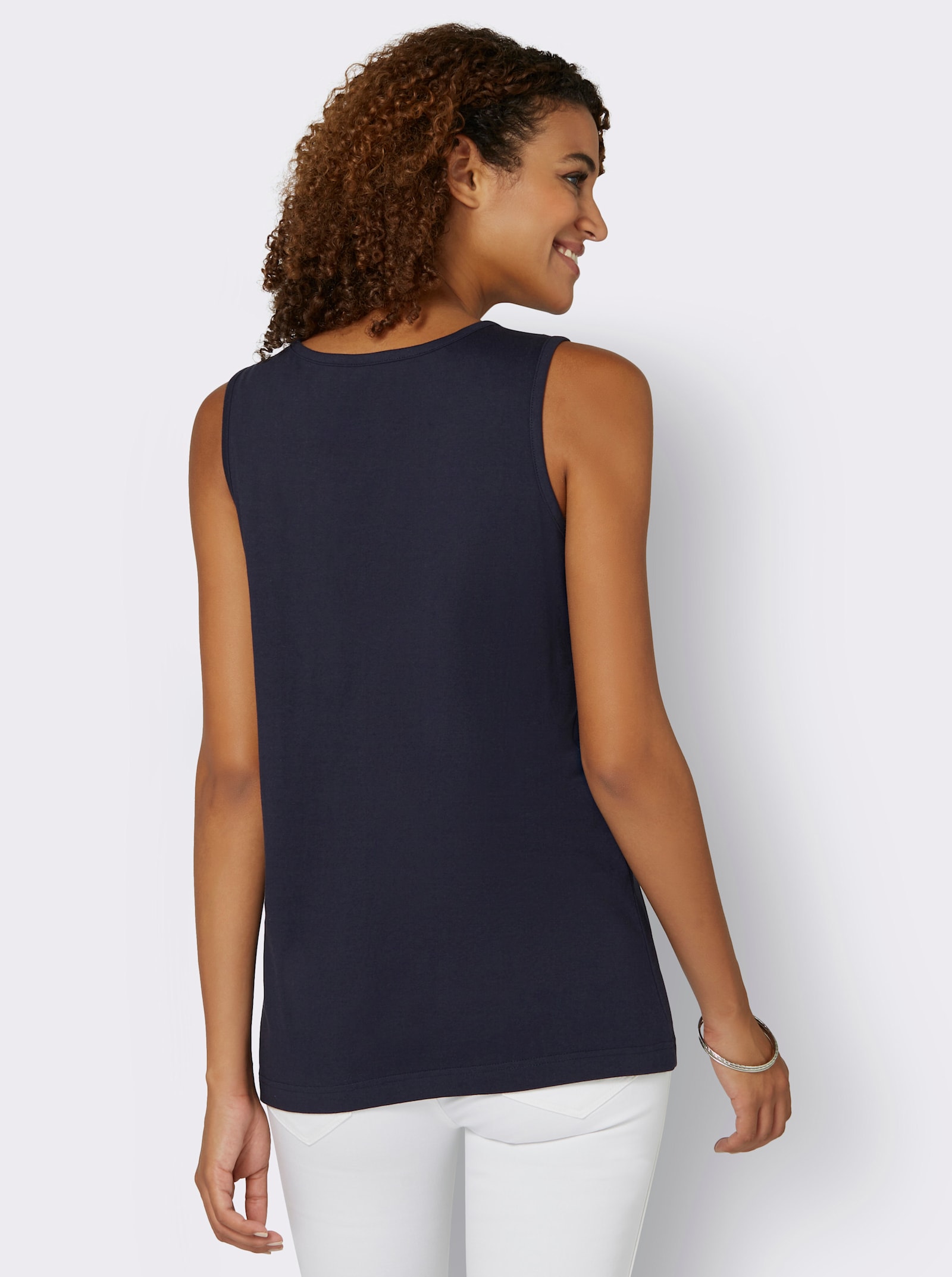 Shirttop mit Rundhals-Ausschnitt - marine