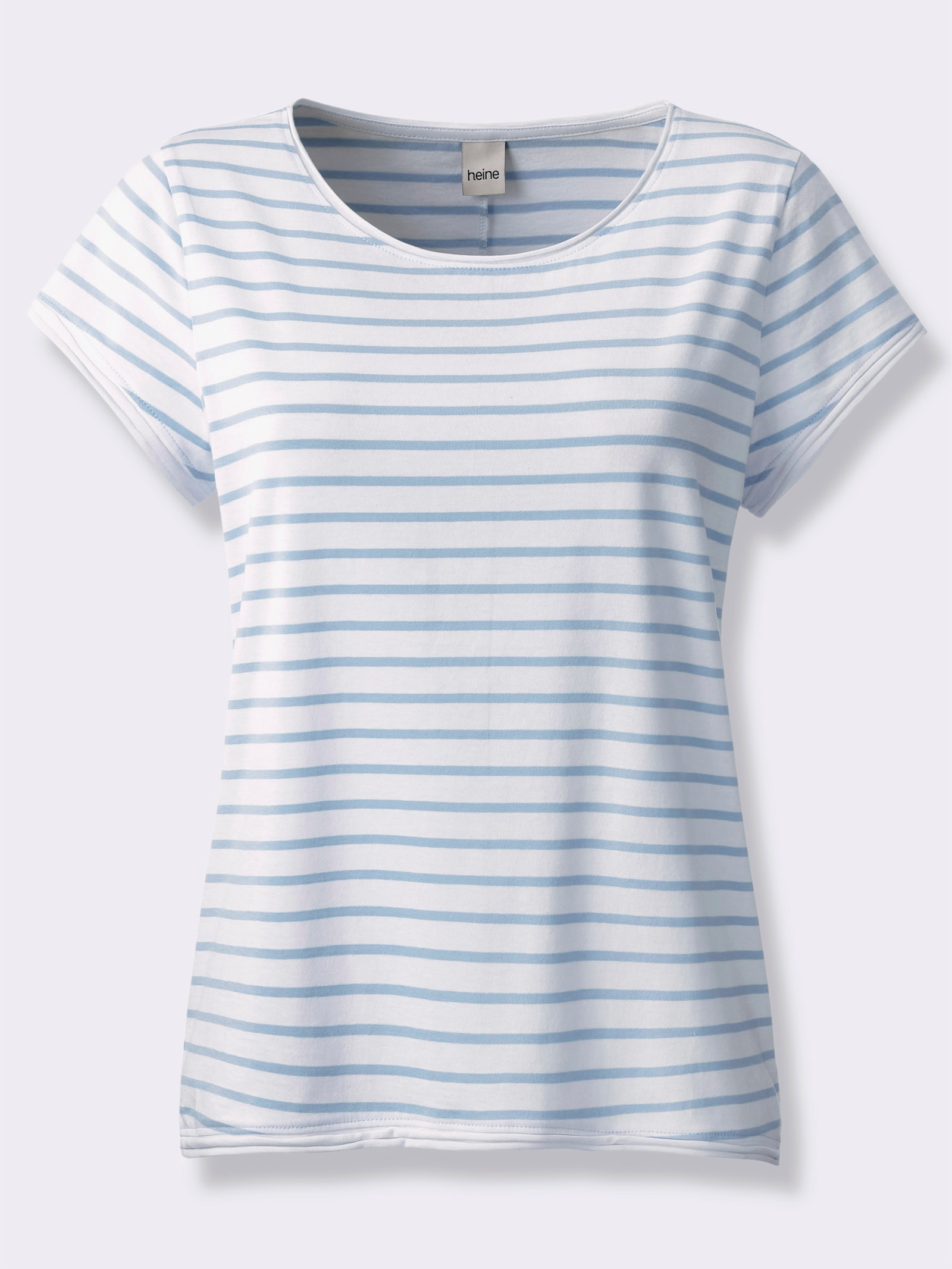 heine T-Shirt - weiß-eisblau-geringelt