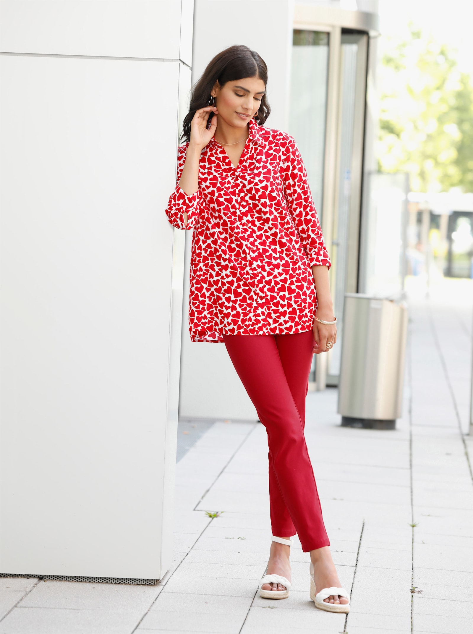 Bengalinhose mit Zierreißverschlüssen - rot