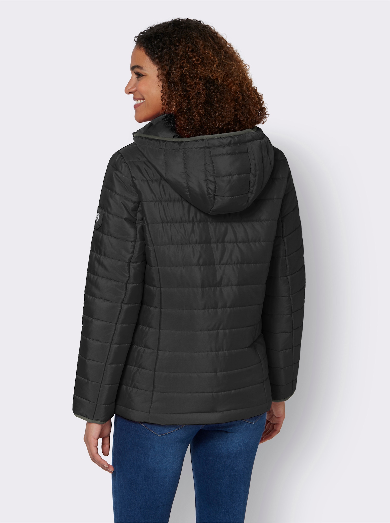 Steppjacke mit kontrastfarbenen Akzenten - schwarz