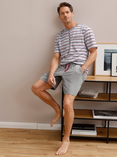 wäschepur men Shorty - grau-weiß
