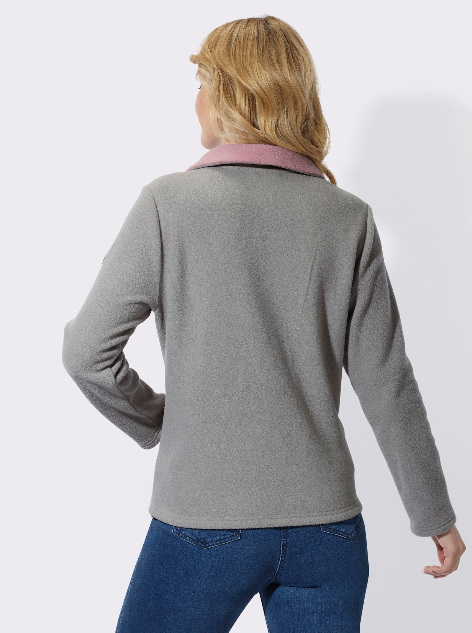 Fleeceshirt mit Reißverschluss - steingrau-mauve