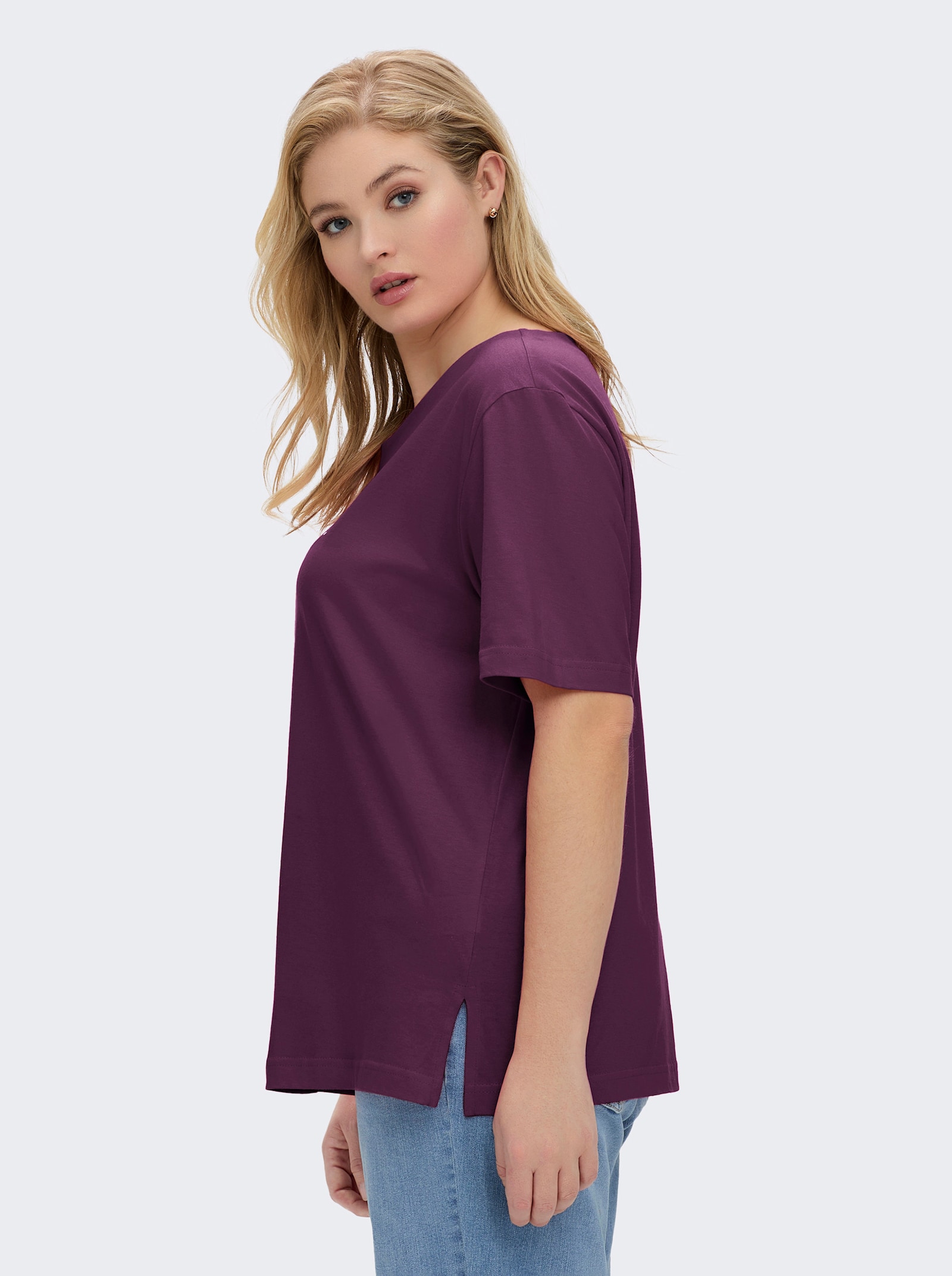 Kurzarmshirt mit Muschel-Druck - feige