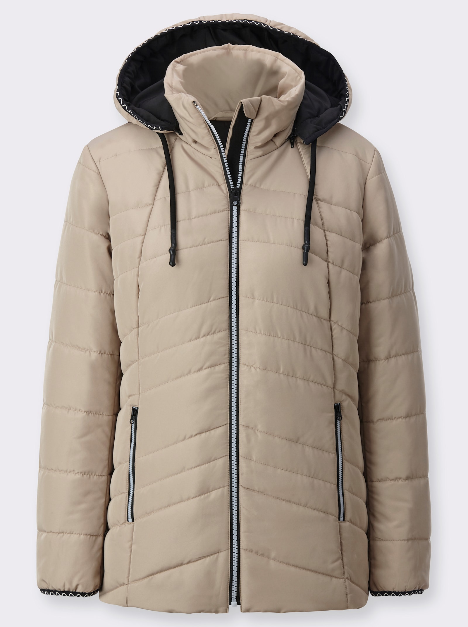 Steppjacke mit abnehmbarer Kapuze - sesam