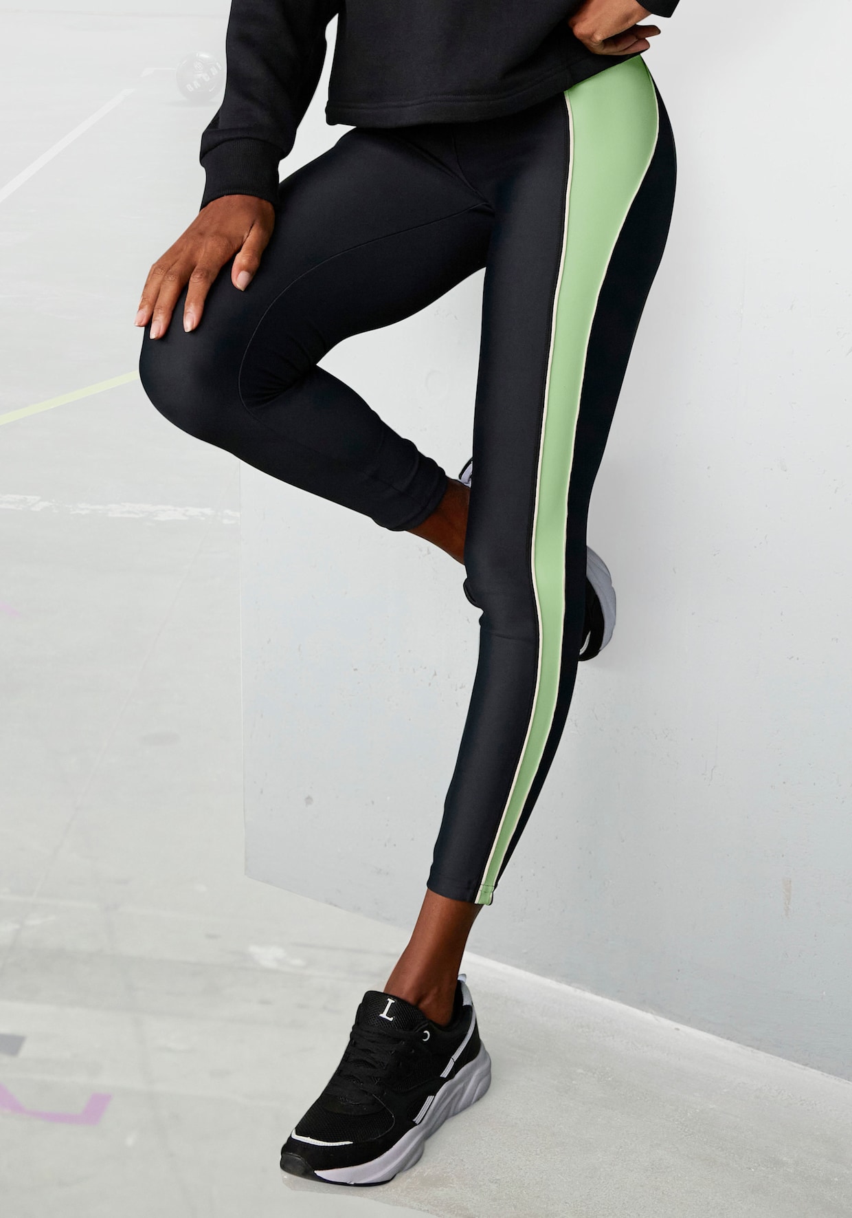 LASCANA ACTIVE Legging - zwart/groen