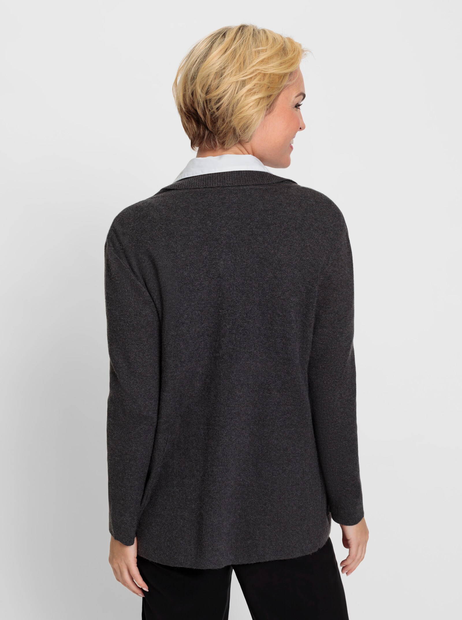 Strickjacke mit Glitzersteinchen - graphit-meliert