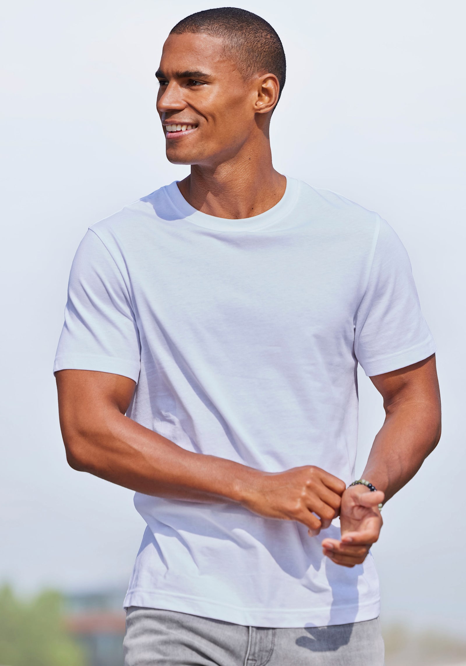 AUTHENTIC LE JOGGER T-Shirt - koralle / weiß