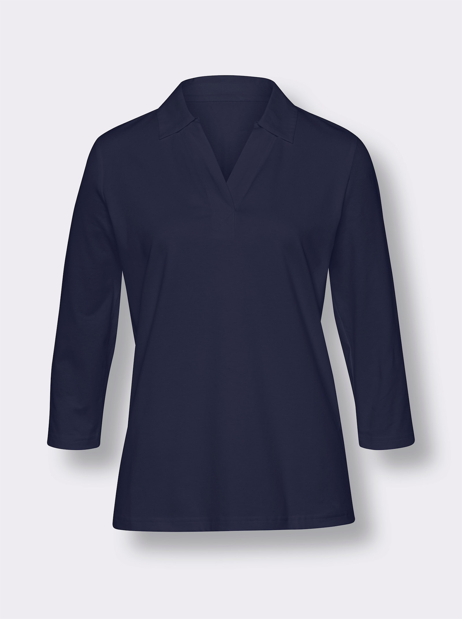 heine T-shirt à manches 3/4 avec col polo - marine