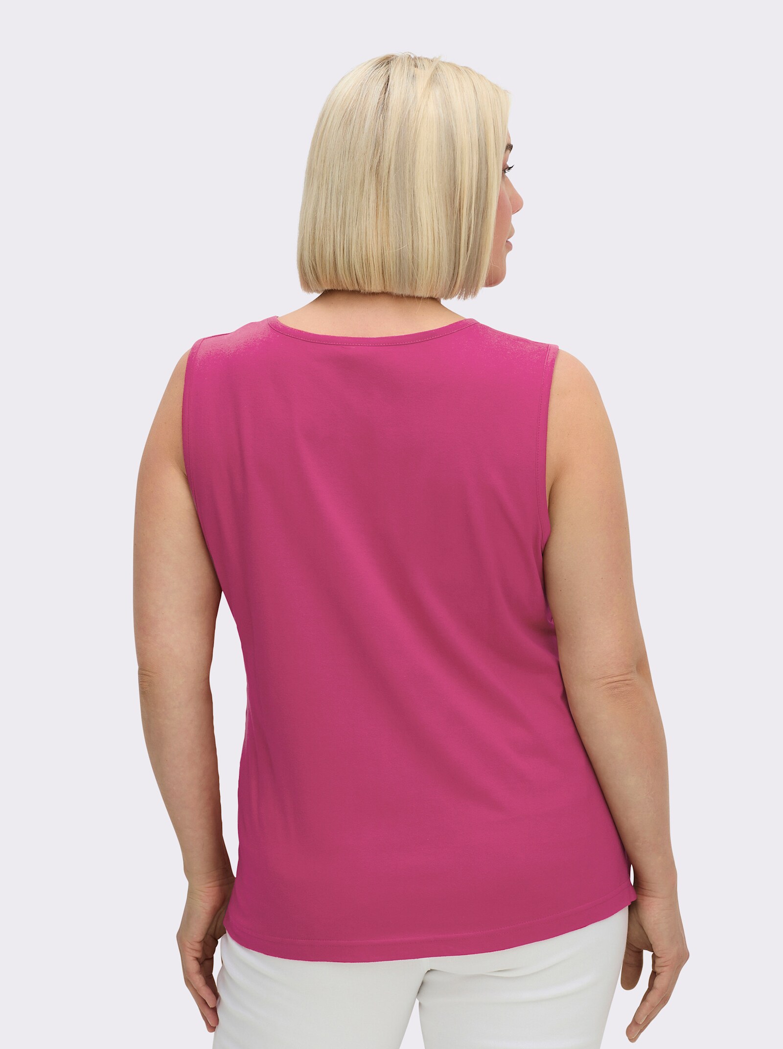 Shirttop mit Seitenschlitzen - fuchsia