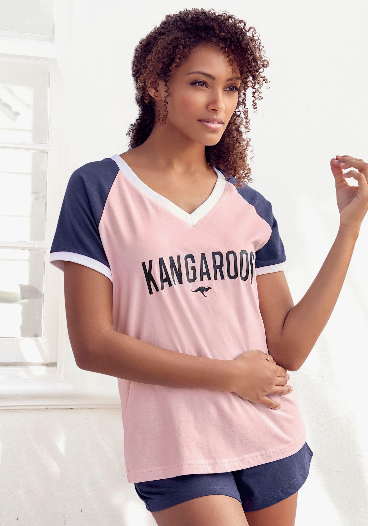KangaROOS shortama - roze/donkerblauw