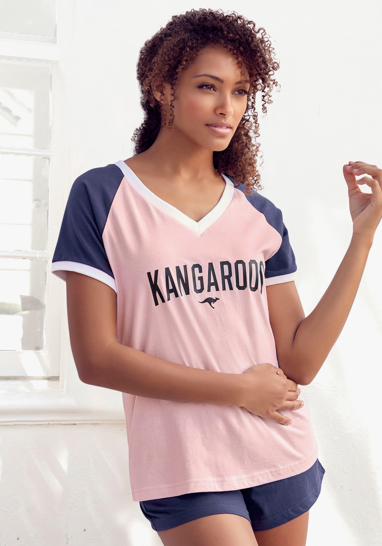 KangaROOS Shortama - roze/donkerblauw