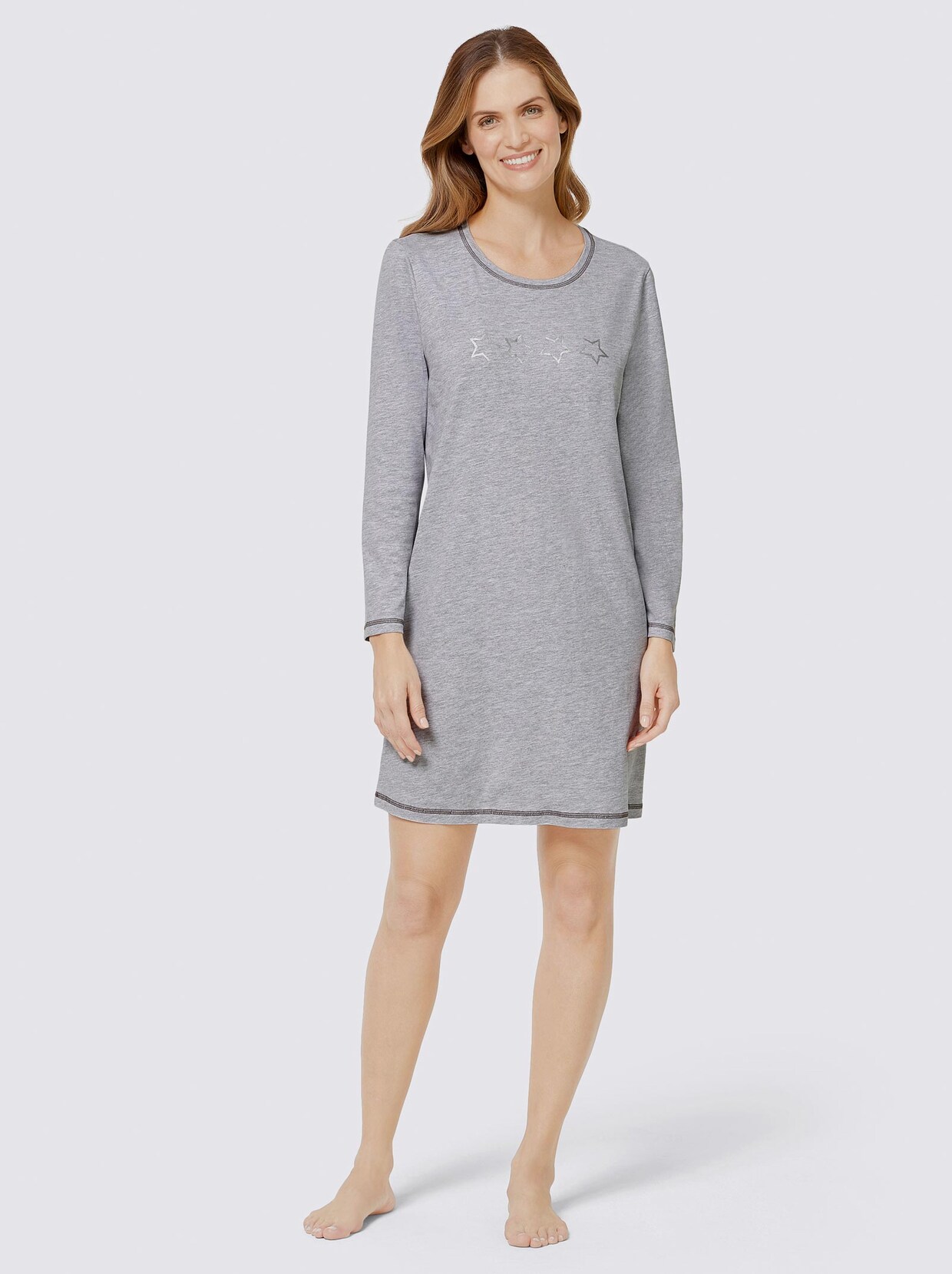 wäschepur Langarm-Sleepshirts - grau + grau-gestreift