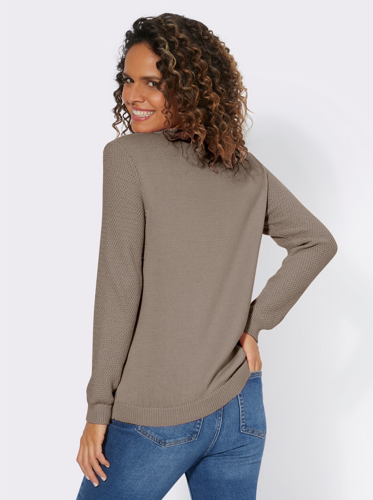 Rundhals-Pullover - taupe
