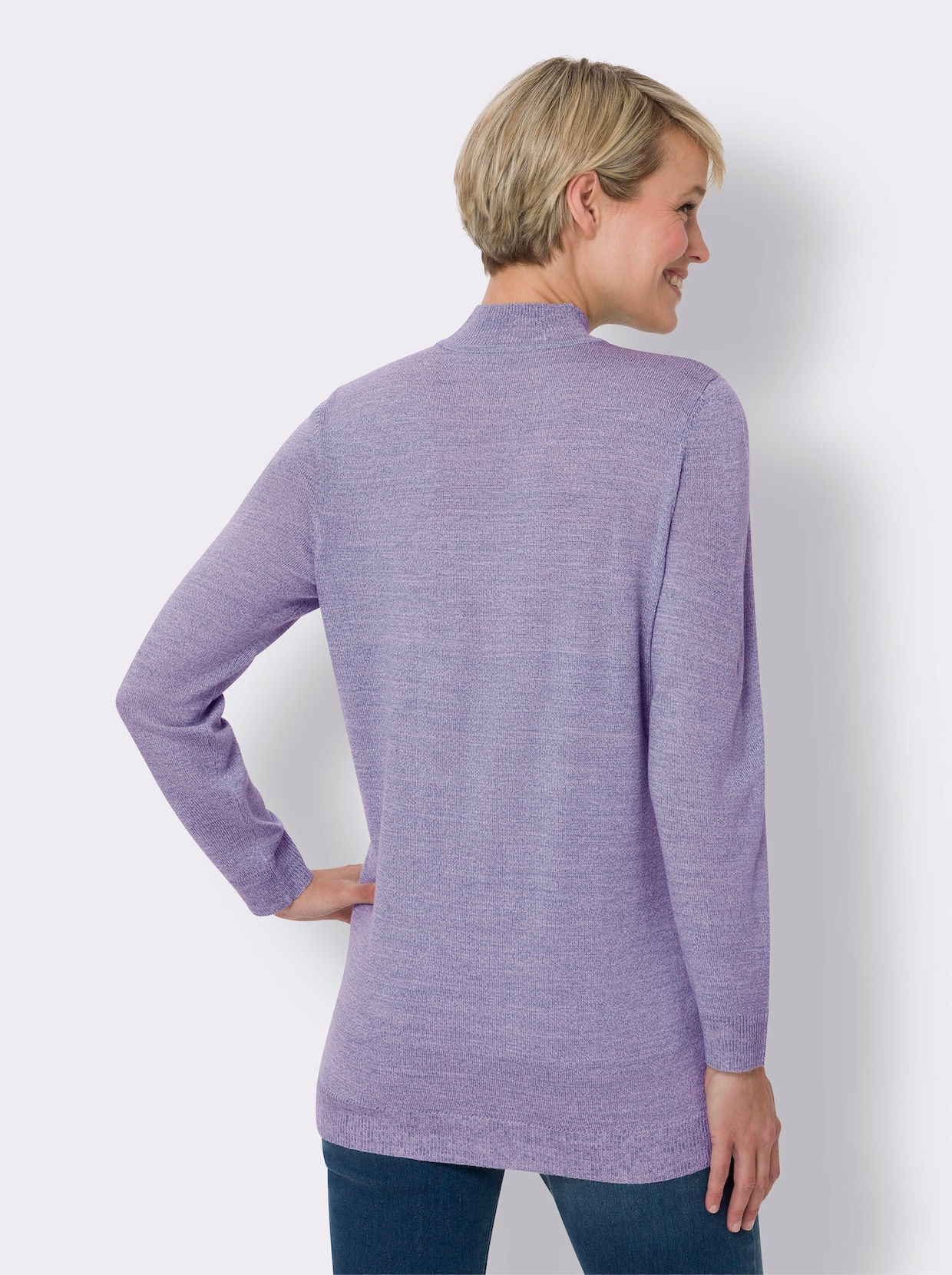 Longpullover - lavendel-ecru-meliert