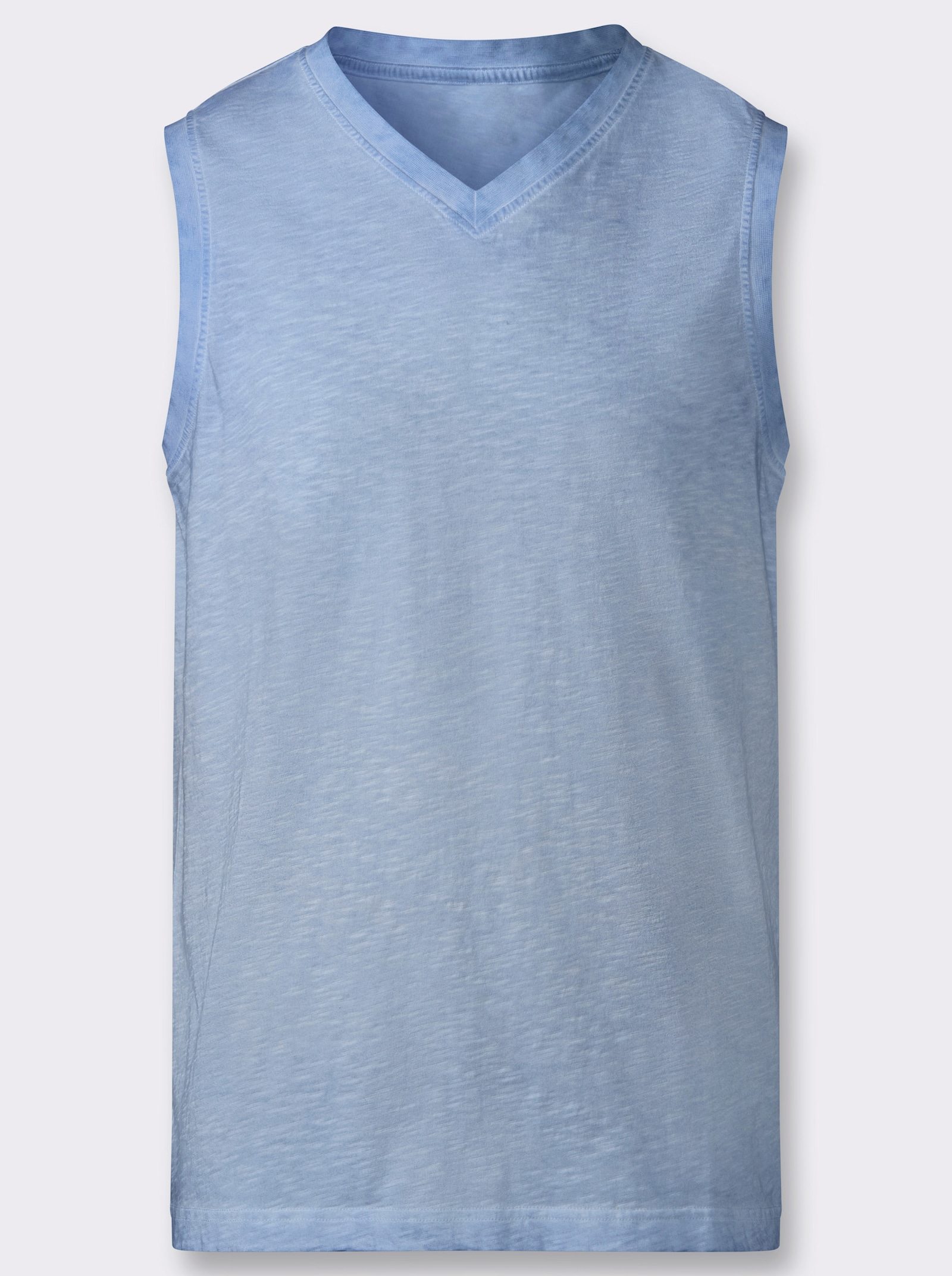 V-Shirt ärmellos, aus Baumwolle - himmelblau