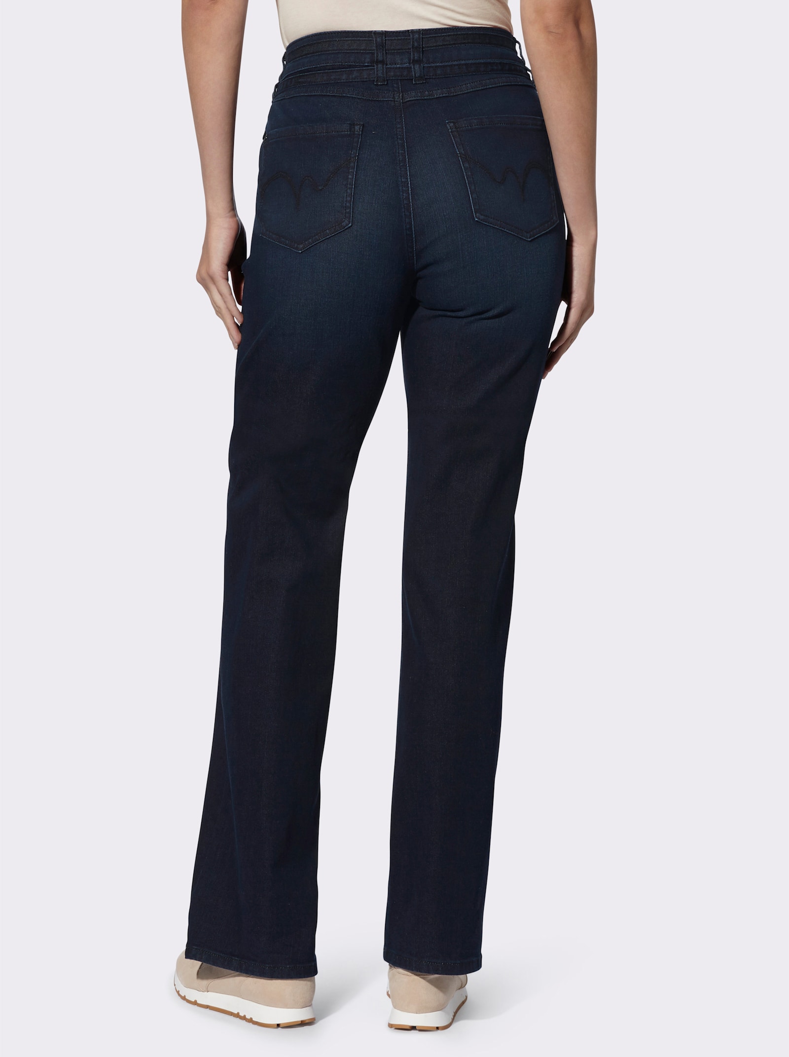 heine 5-pocketsbroek inclusief ceintuur van denim - dark-blue
