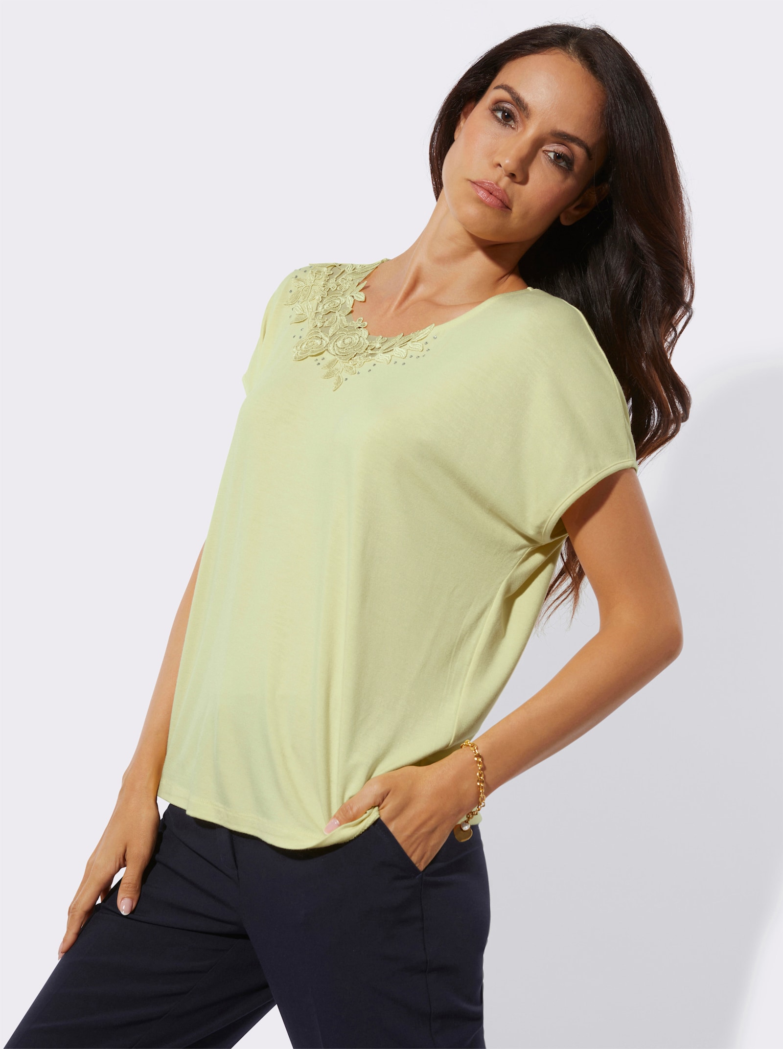 Kurzarmshirt mit Modal - pistazie