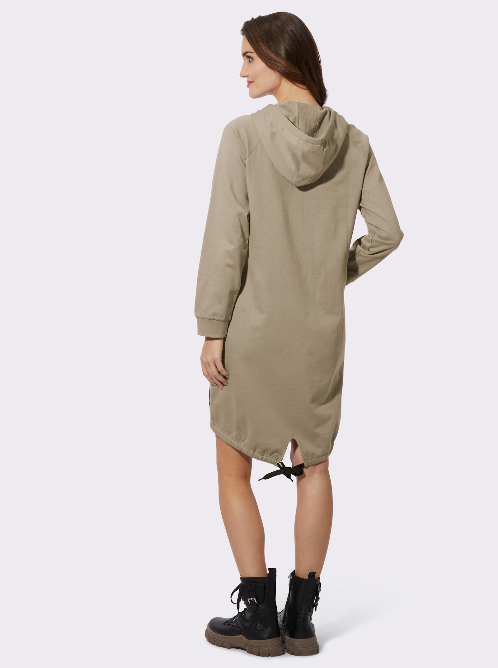 Jerseykleid mit Schriftzug-Print - schlamm-schwarz