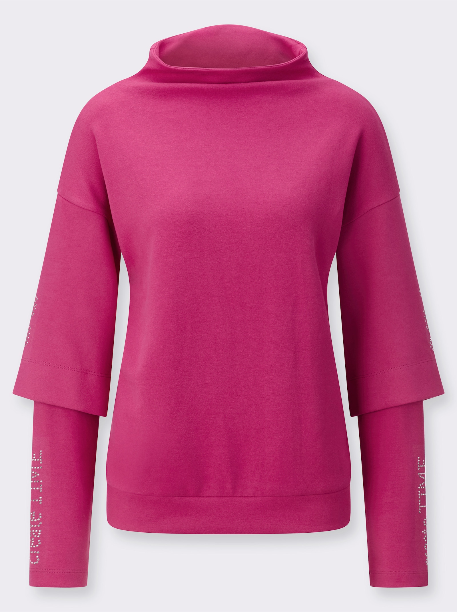 Sweatshirt im softweichen Material-Mix - fuchsia